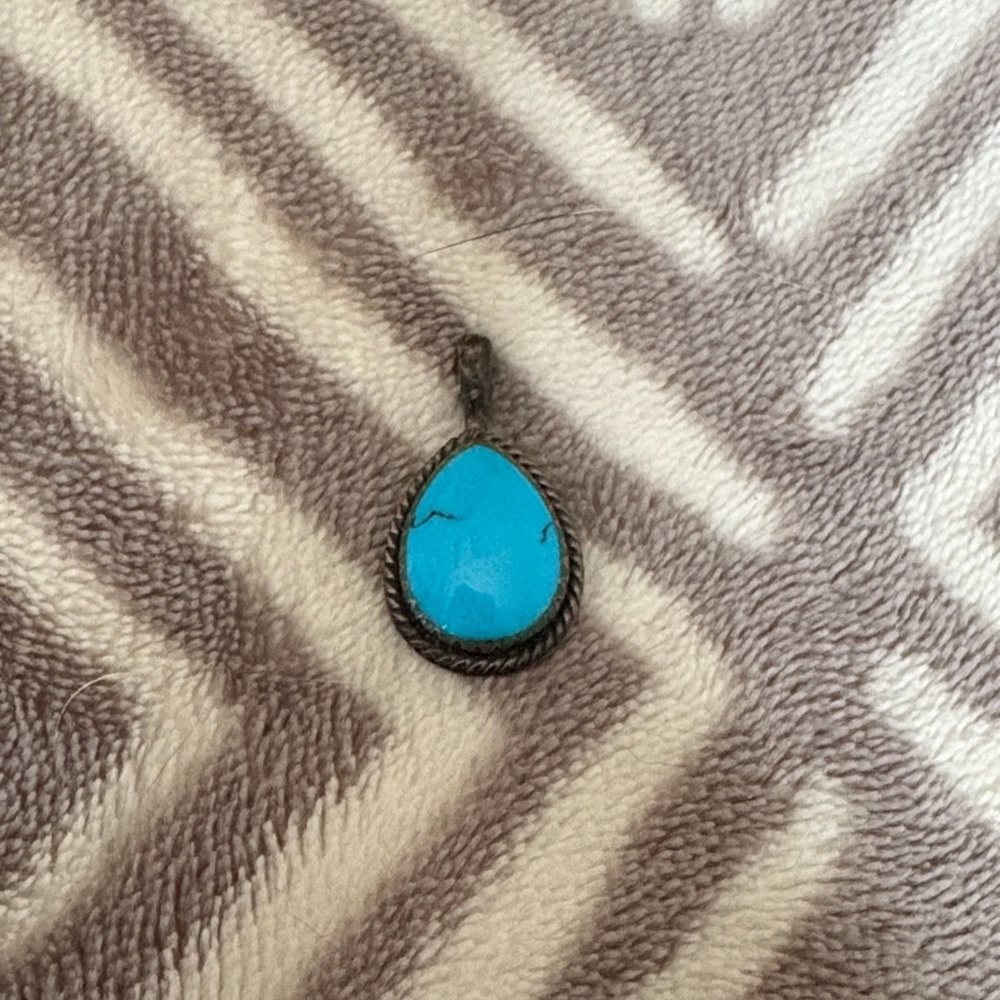Turquoise Teardrop Pendant Necklace Charm